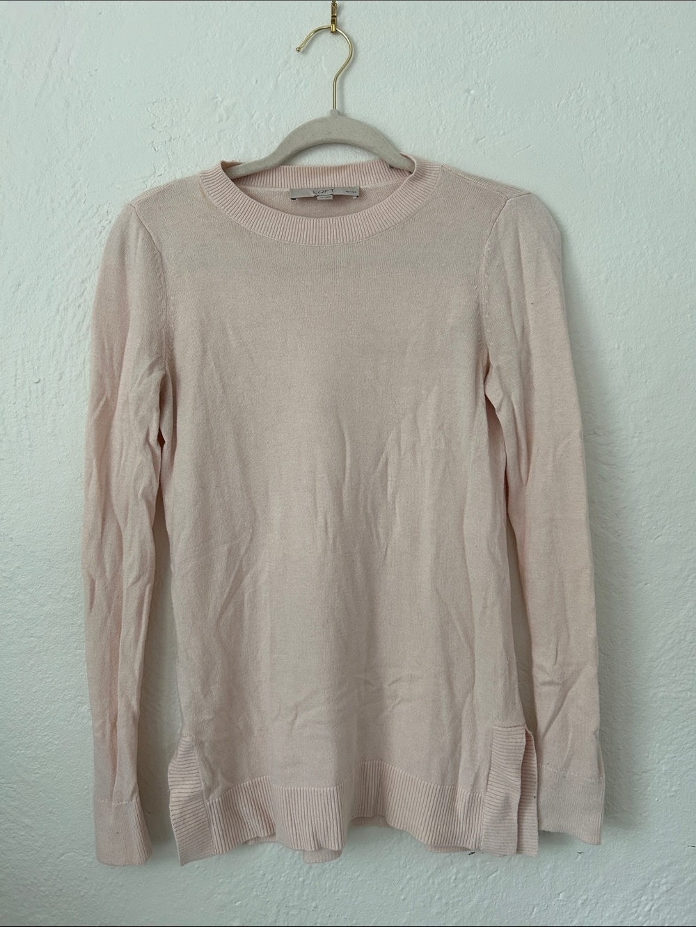 LOFT Pale Pink Crewneck Long Sleeve Top